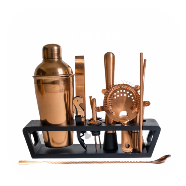 12 Pcs Rose Gold Mixology Tool Kit - Image 2